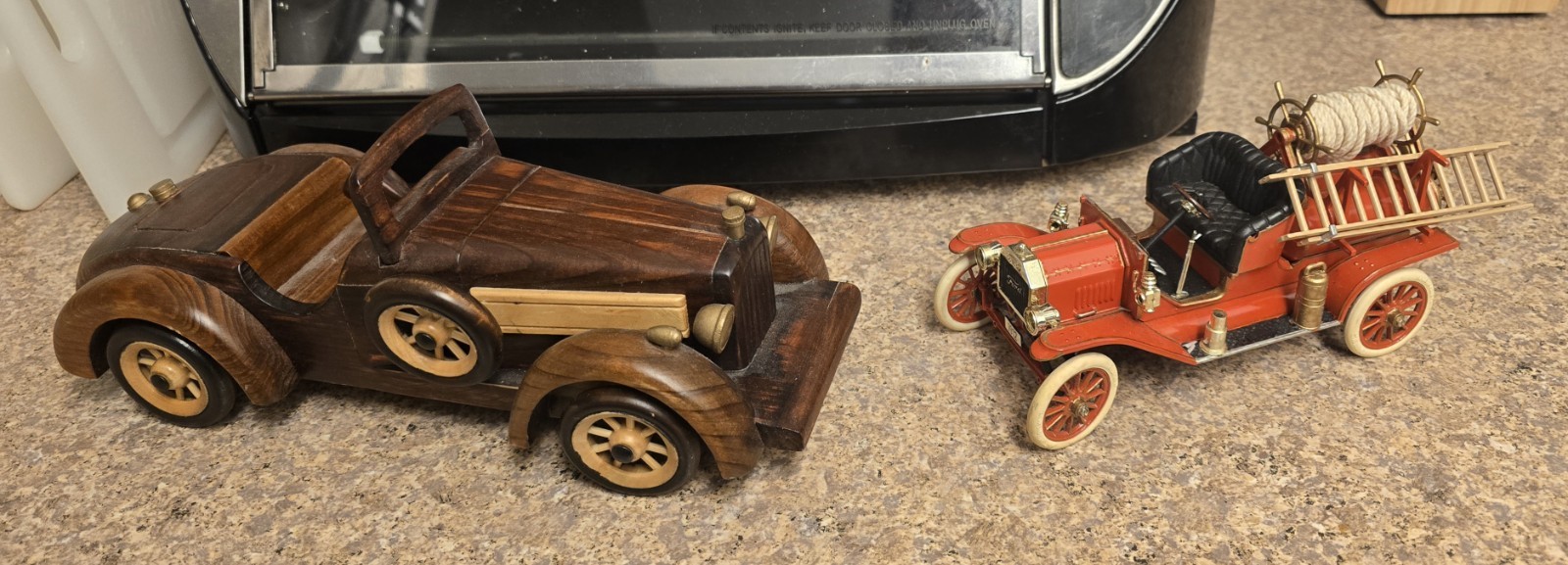 Vintage Model Car LOT        Wooden Roadster 1912 Ford Fire Engine Metal Display