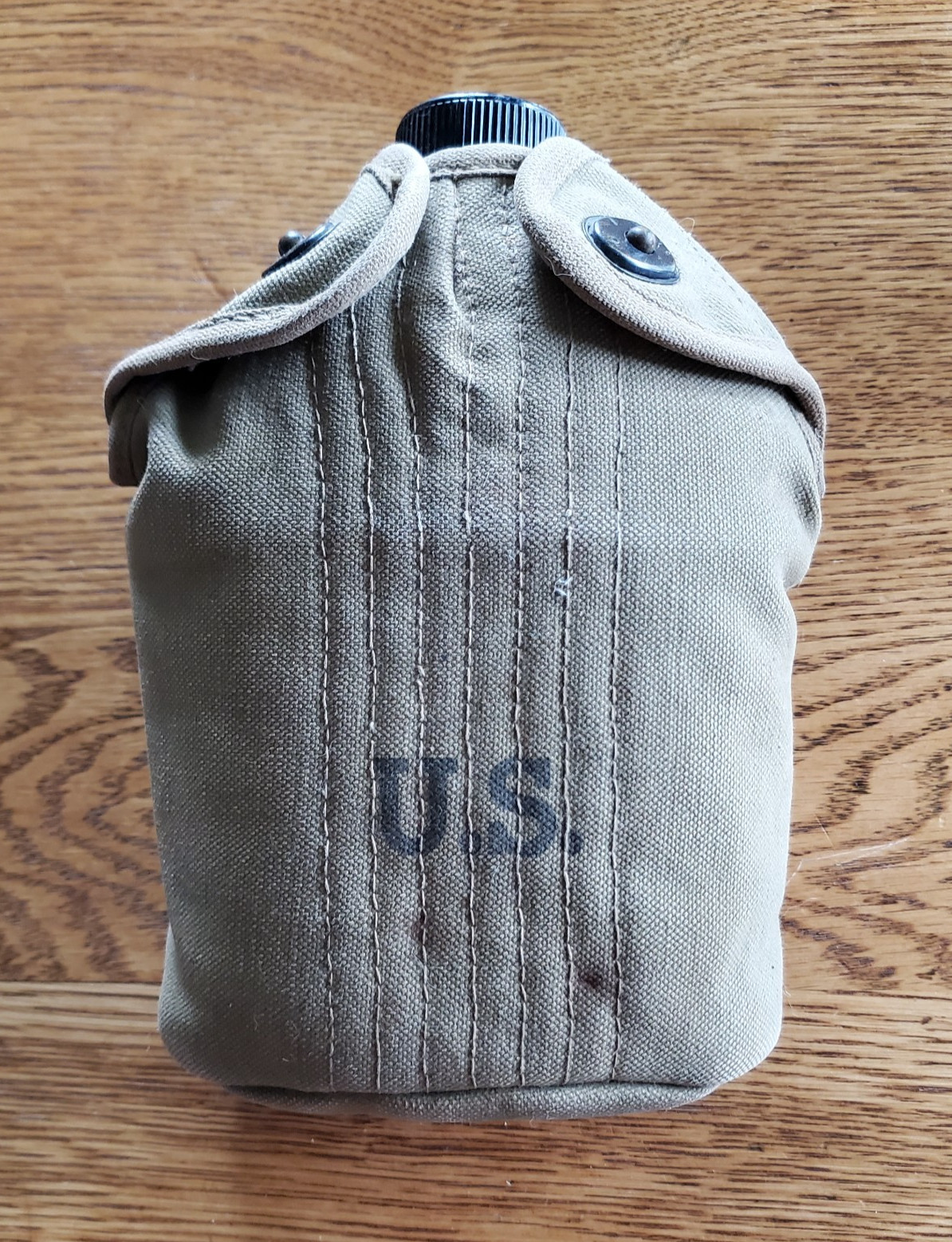Vintage US Military Aluminum Canteen w/Canvas Cover - Dated 1943