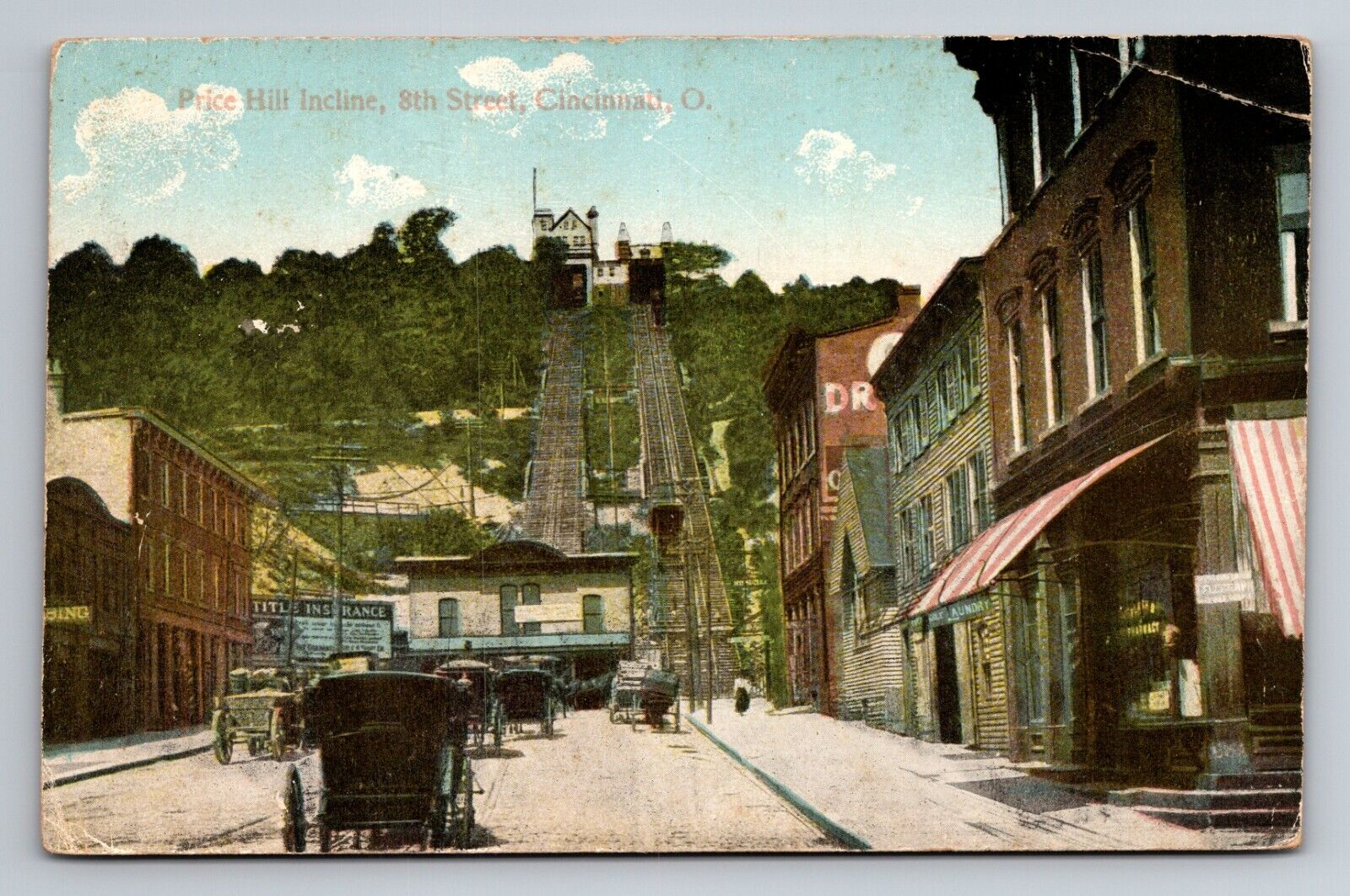 Price Hill Incline 8th Street Cincinnati Ohio Vintage Unposted Postcard