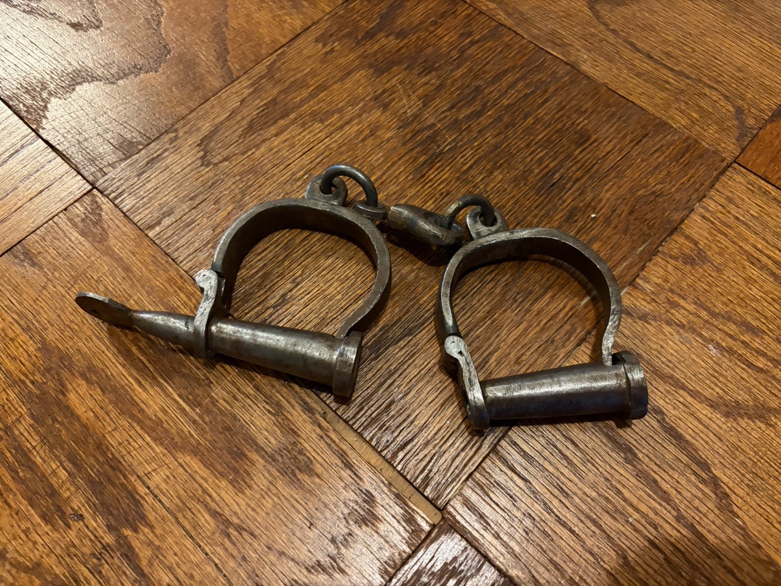 Iron Lock Handcuff Old Vintage Antique Rare Decorative Collectible With Key