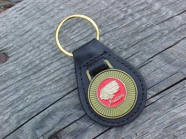 INDIAN MOTORCYCLE ANTIQUE GOLD LEATHER KEY FOB NOS CUSTOM-MADE HI-QUALITY