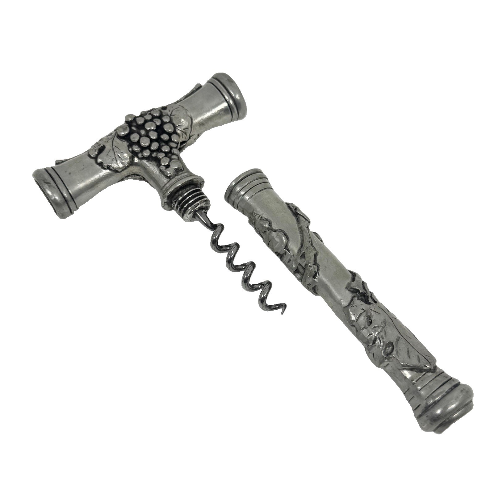 Vintage ROYAL ETAIN 95% Pewter Wine Corkscrew with Screw on Cover/Cap EUC