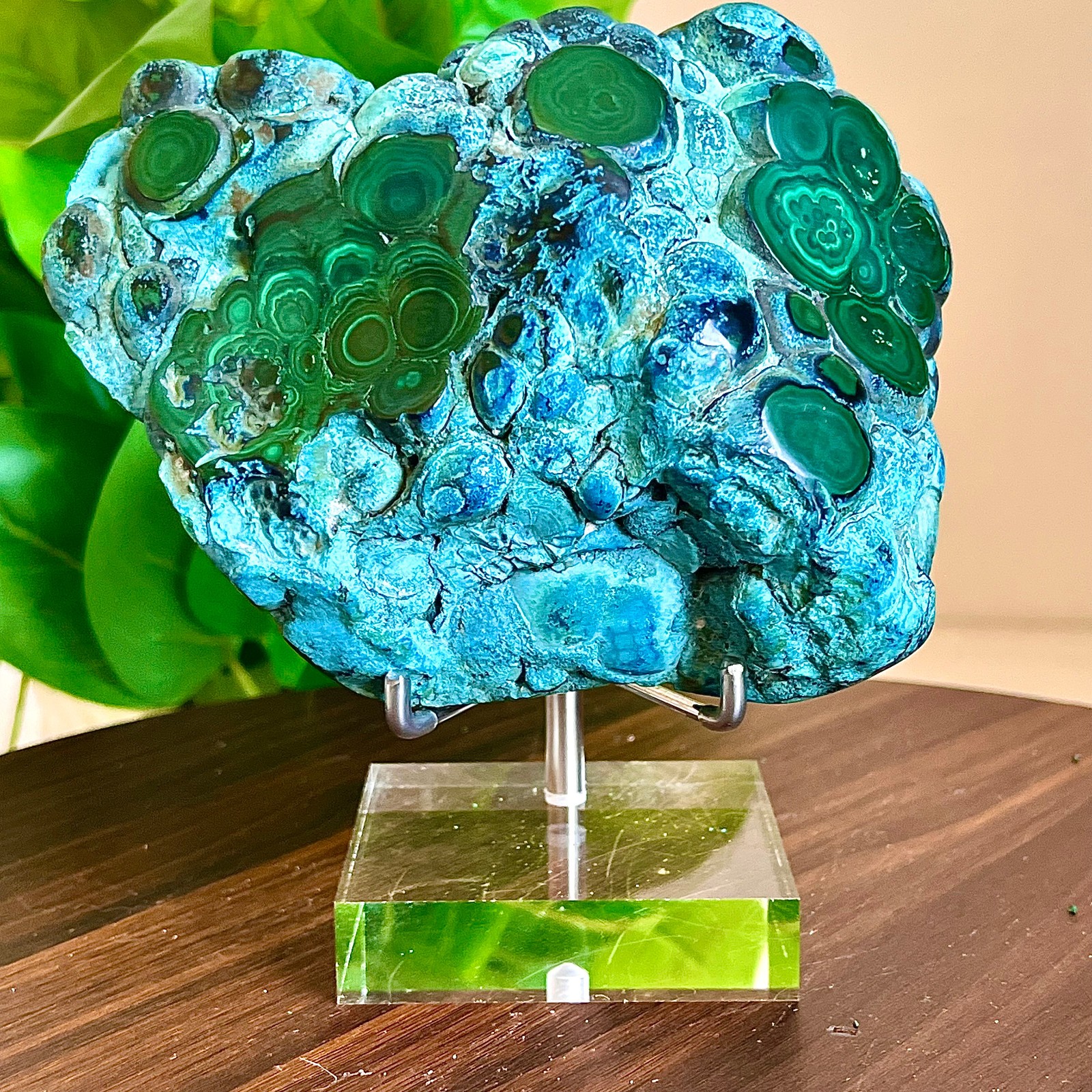2.38LB  Rare Natural silica malachite slice quartz crystal luster mineral specim