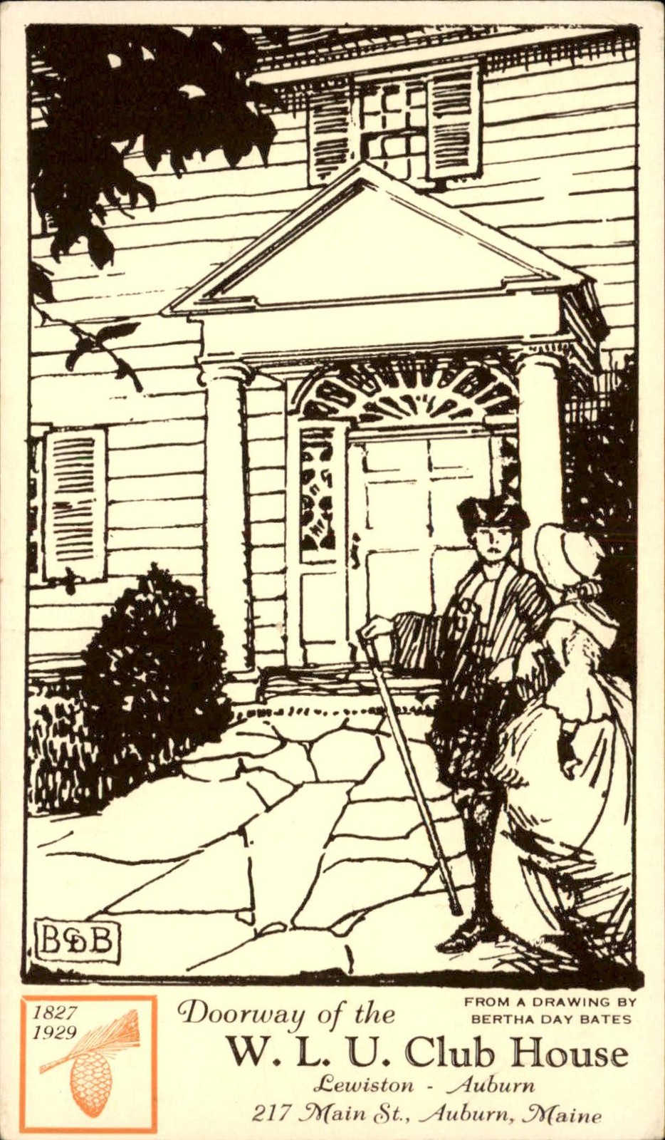 Auburn ME W. L. U. Club House B&B c1920s-30s Vintage SCARCE Postcard bhn