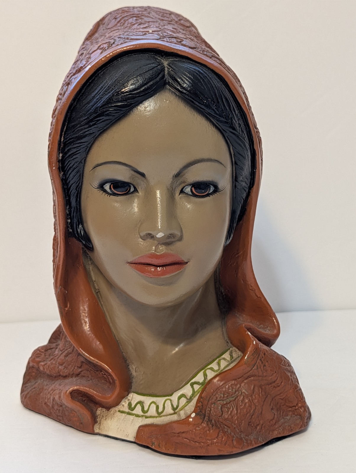 Vtg Marwal Ind Inc Chalkware Spanish Mexican Dancer Woman Bust Statue 1960s RARE