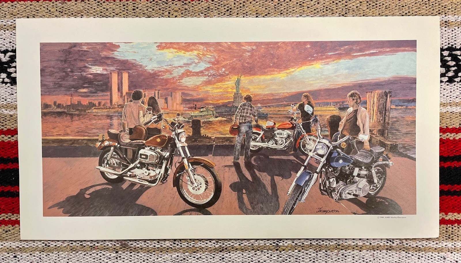 1980 Harley-Davidson NYC Twin Towers Statue Of Liberty - Thompson Art Print AMF 