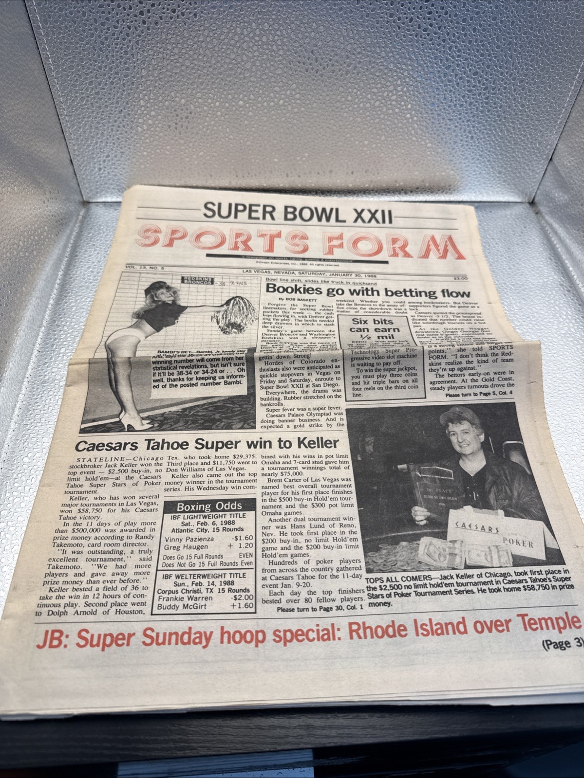 vintage copy of the Sports Form newspaper from January 30, 1988
