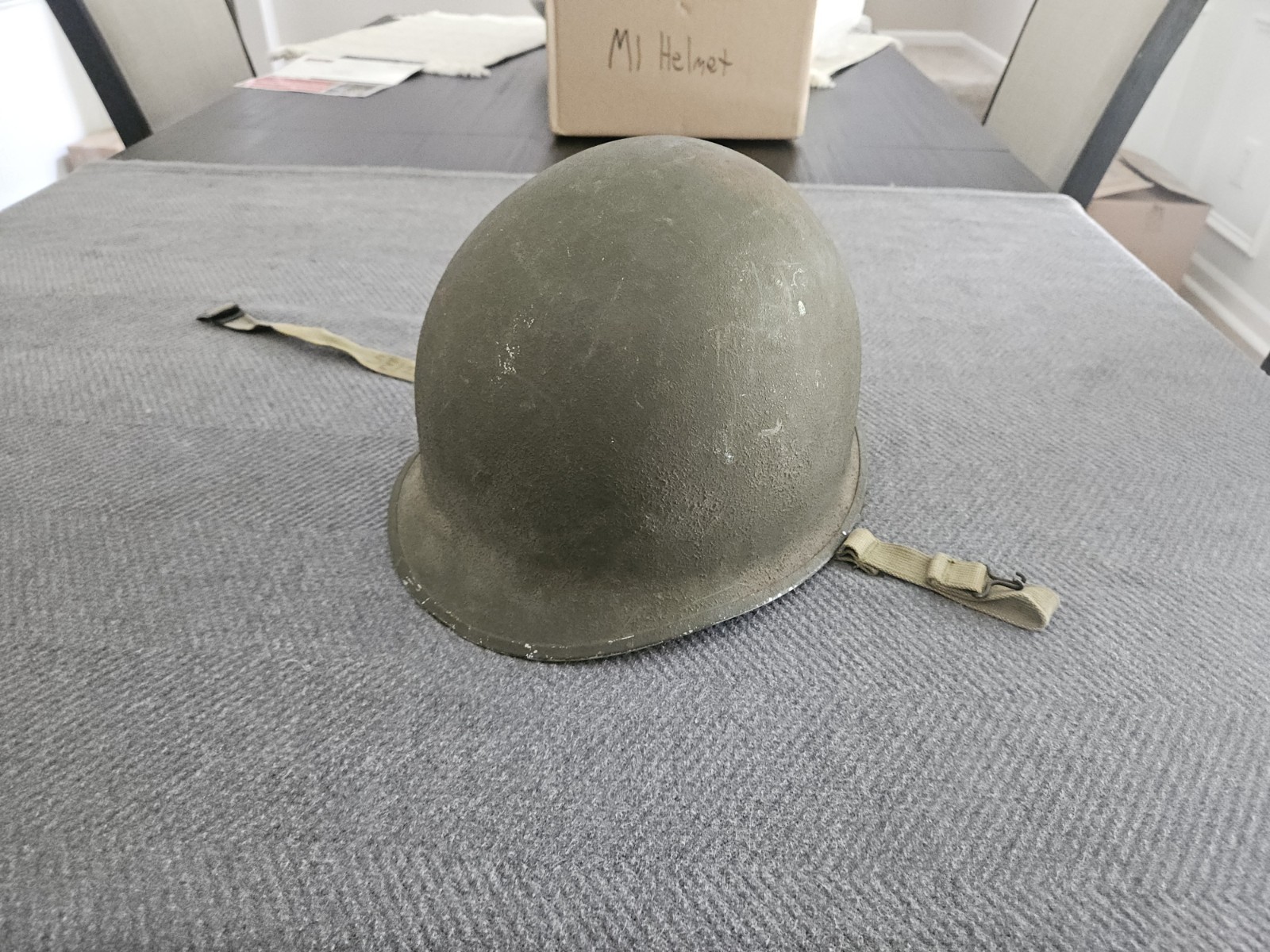 Original WWII M1 Helmet - McCord 358A -Fixed Bale, Front  Seam