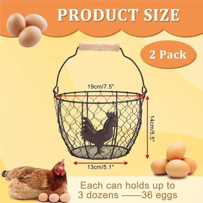 2PCS Rustic Farmhouse Egg Baskets 8