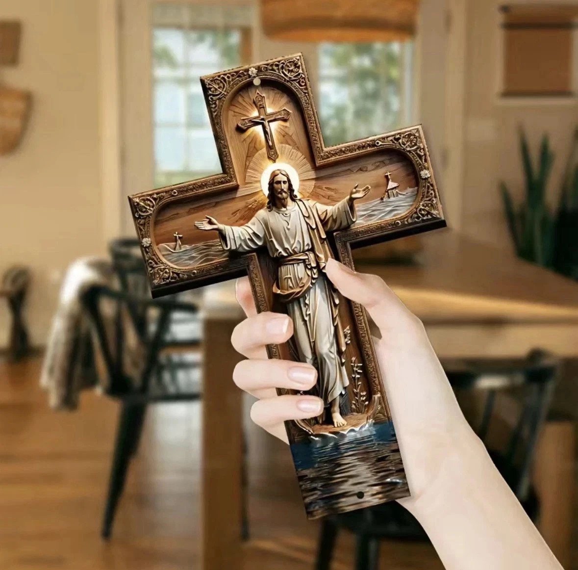 Wooden Jesus Christ Cross Christian Religious Wall Decor Faith Home Church Gift