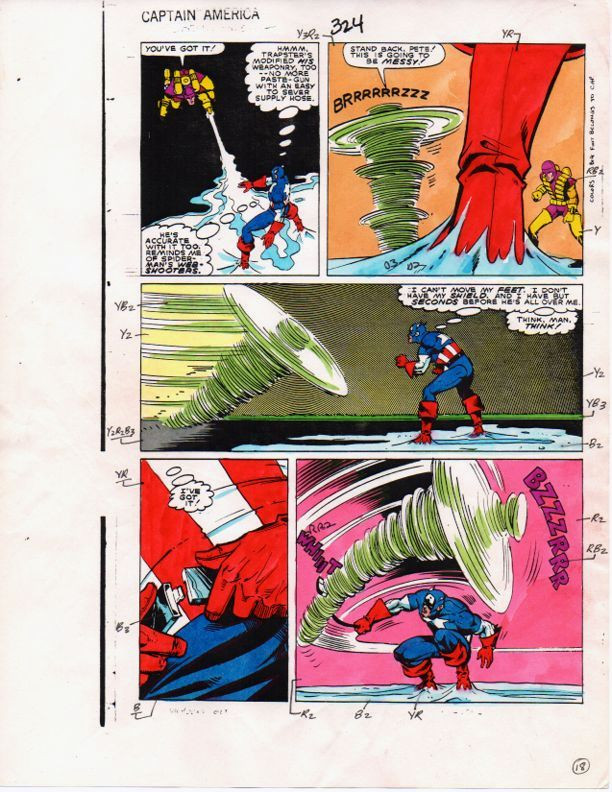 1980\'s Marvel Color Guide Comic Art, Original 1986 Captain America 324 page 18