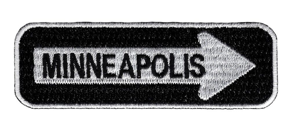 MINNEAPOLIS ONE-WAY SIGN EMBROIDERED IRON-ON PATCH applique MINNESOTA ROAD