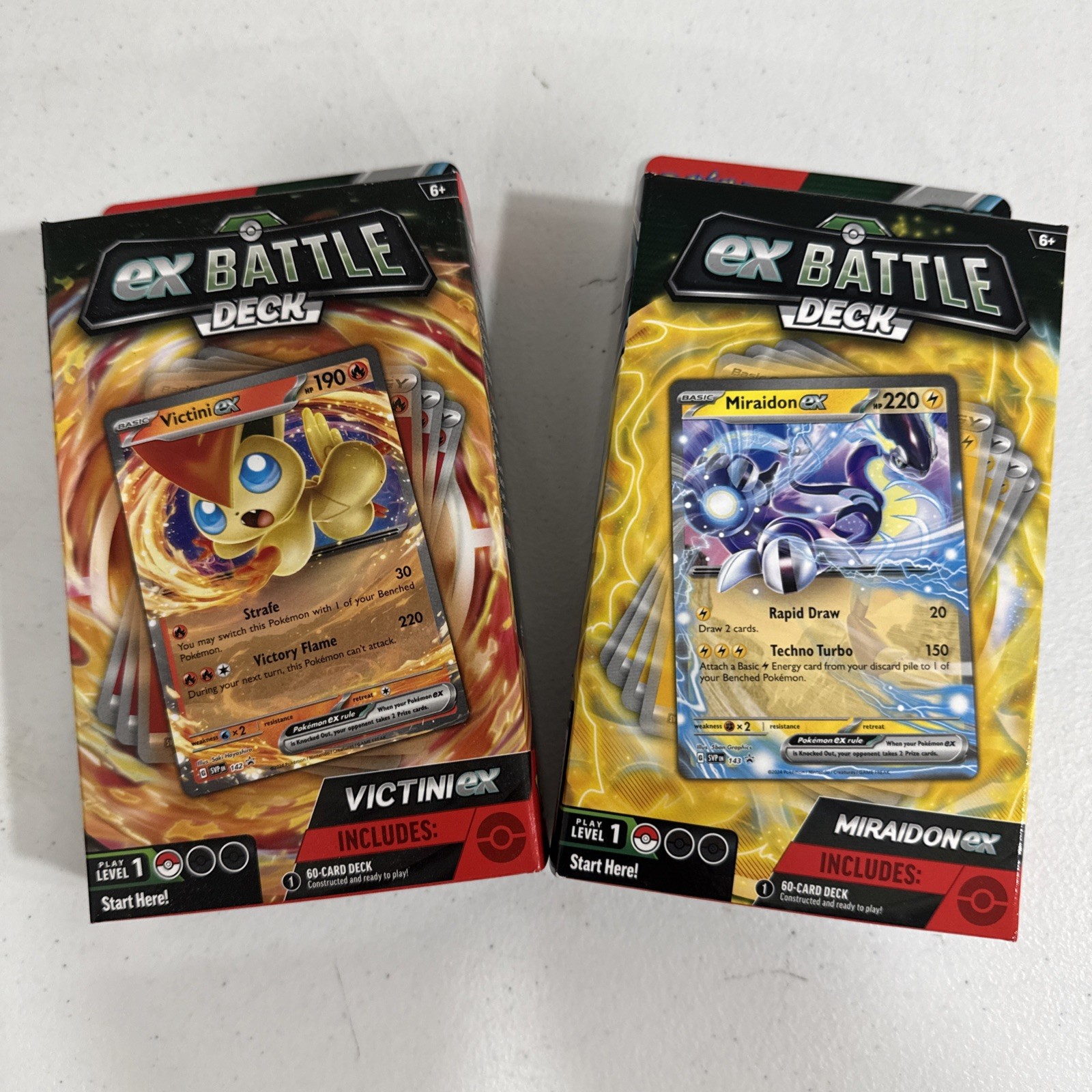 Lot of 2 Battle Decks Pokemon TCG Miraidon Ex & Victini Ex Level 1 New & Sealed