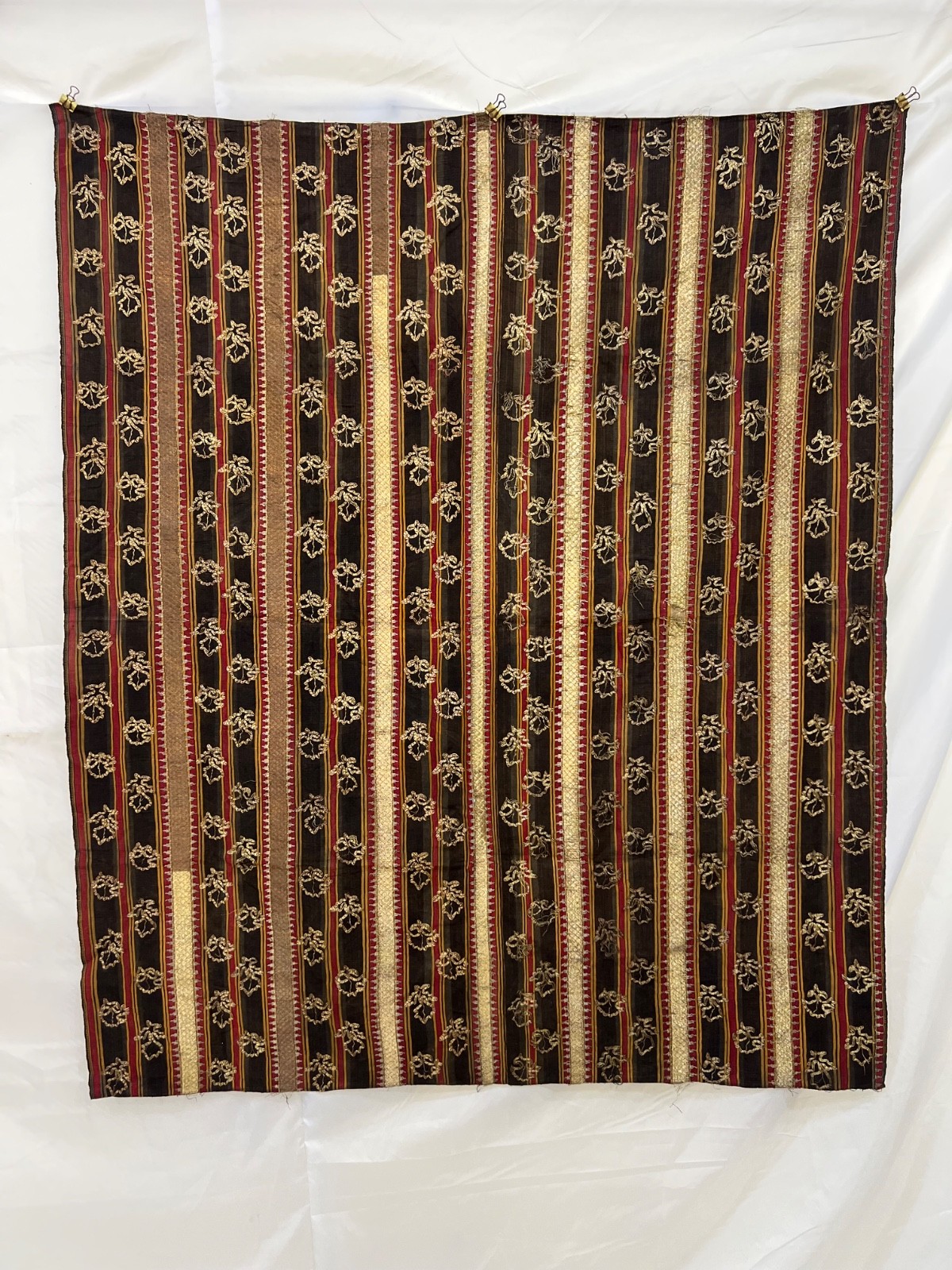 Vintage Indonesian Lampung Ceremonial Skirt Gold Metallic Thread Embroidery S62