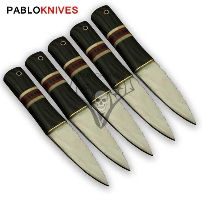 Lot of 5 Pcs Handcrafted Stainless Steel Hunting Serrated Edge Scottish Dirk 