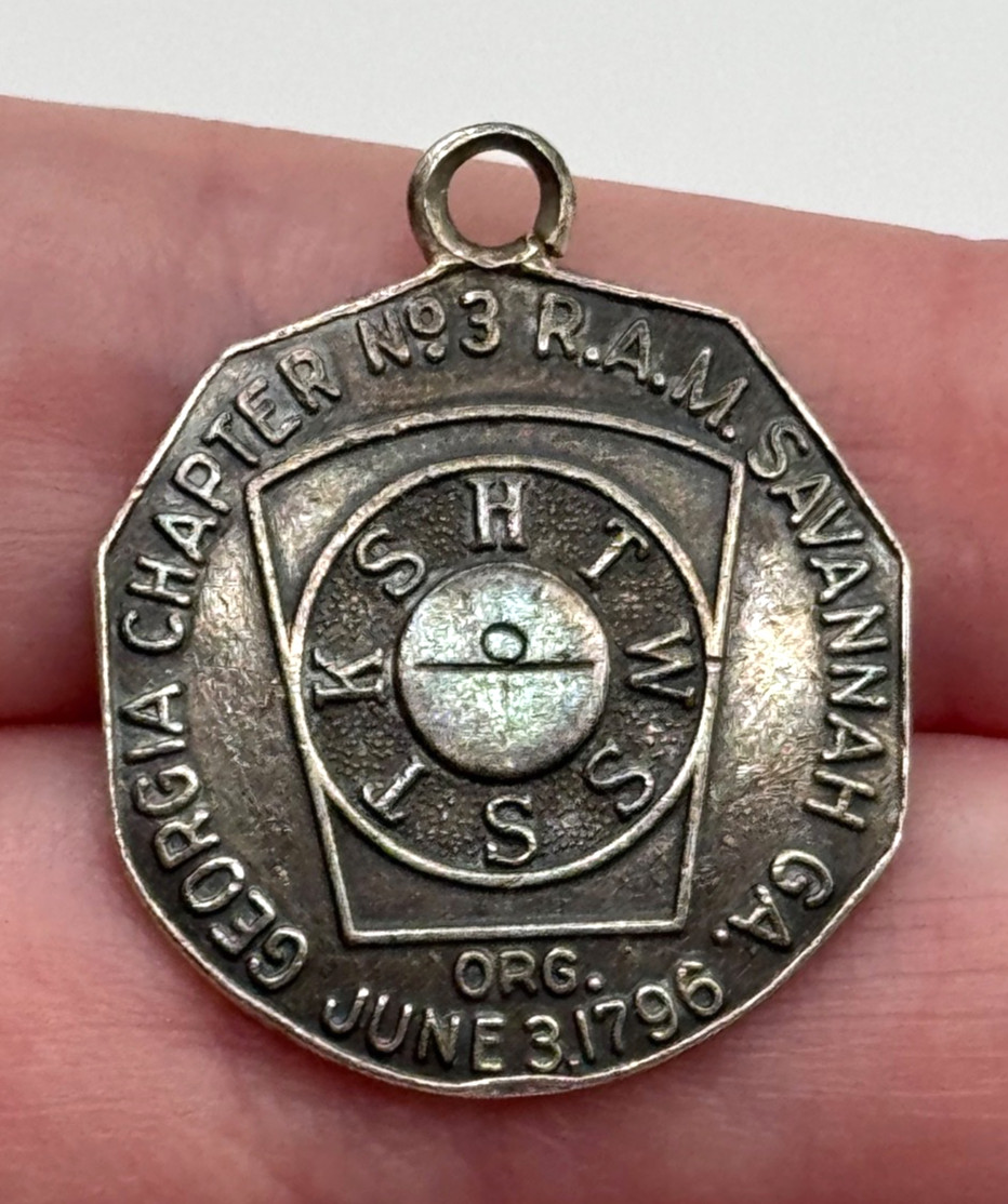 Vintage Sterling Silver Masonic Shekel Token Savannah Georgia Chapter
