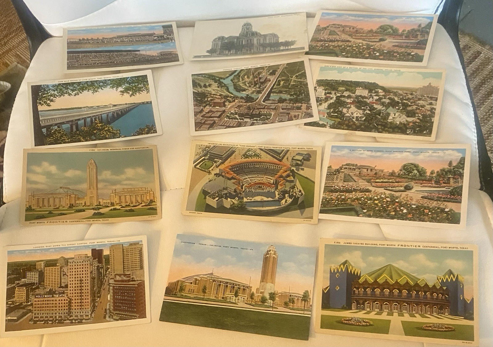 Vintage Texas Sites Set of 12 Postcards Unused Unposted From 1940s Texas Vivid