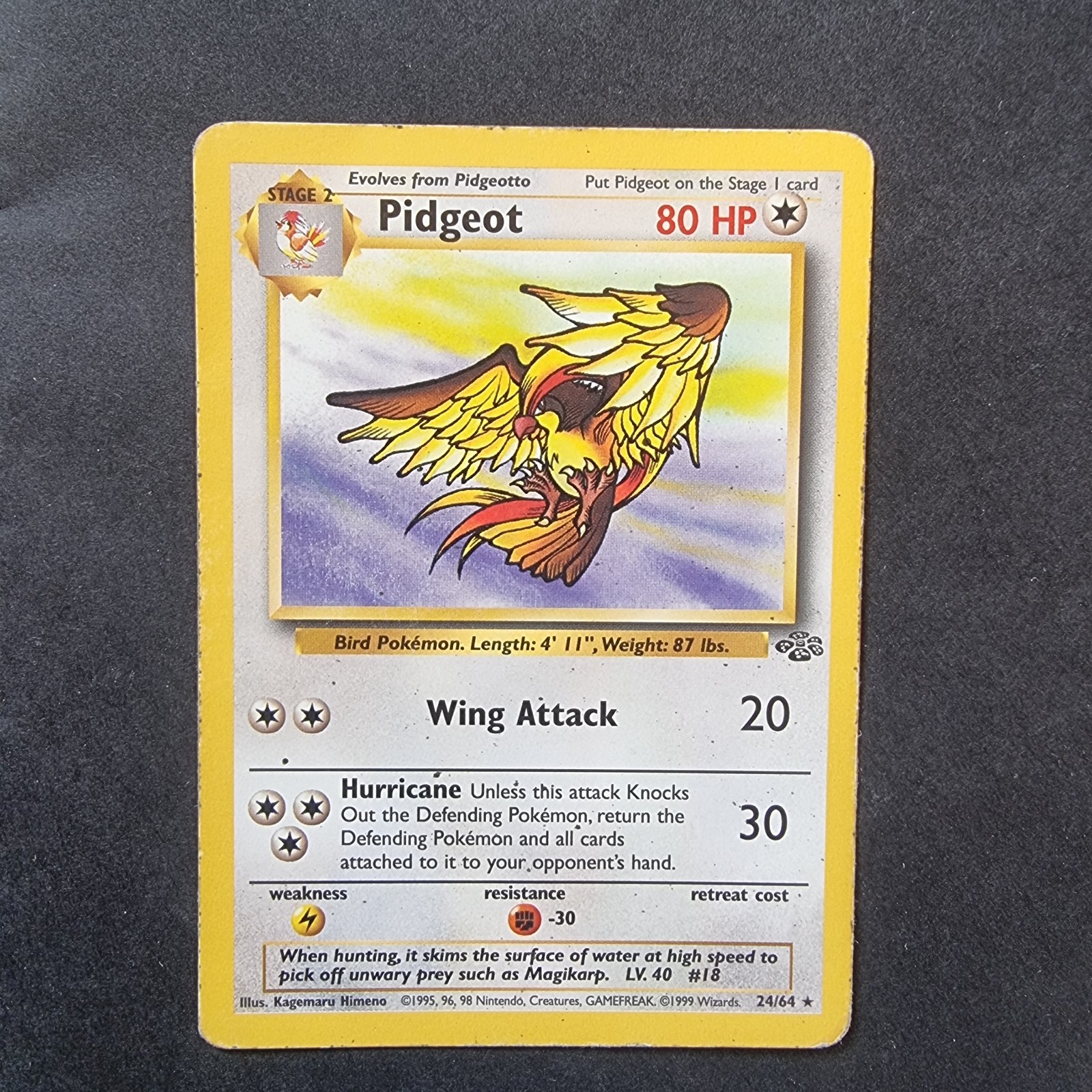 24/64 Pidgeot MP Jungle Rare Pokemon TCG Card