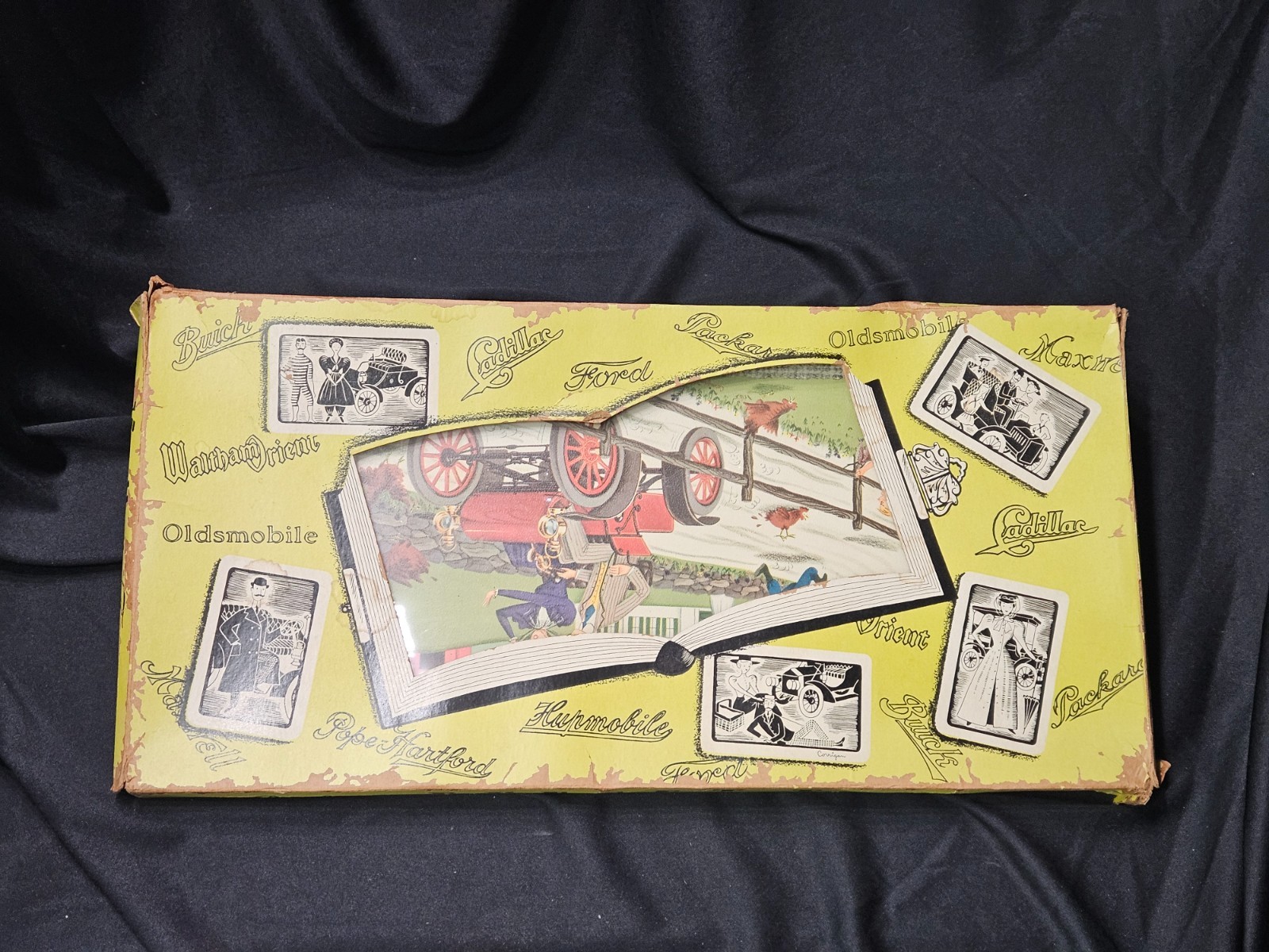 Vintage Kentley DeLuxe Buffet Trays Antique Autos Set of 4 w/ Original Box