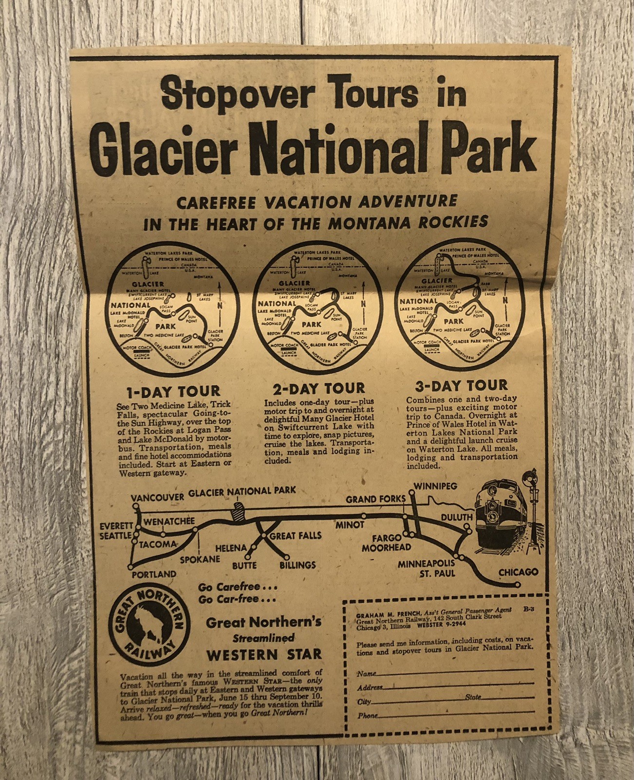 Travel Glacier National Park Tours Newspaper Ad 