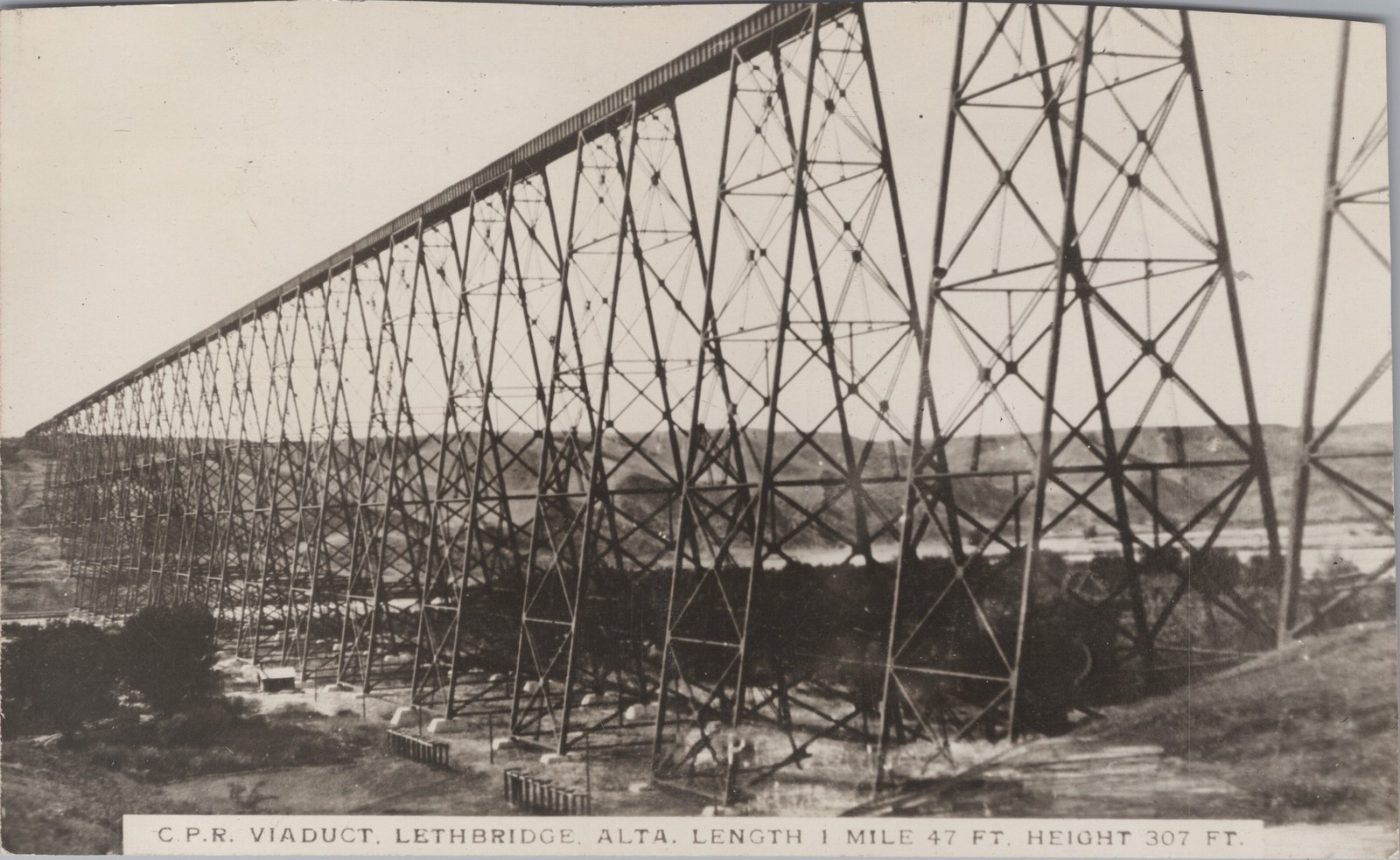 CPR Viaduct High Level Bridge Lethbridge Alberta RPPC Railroad Real Photo Postca
