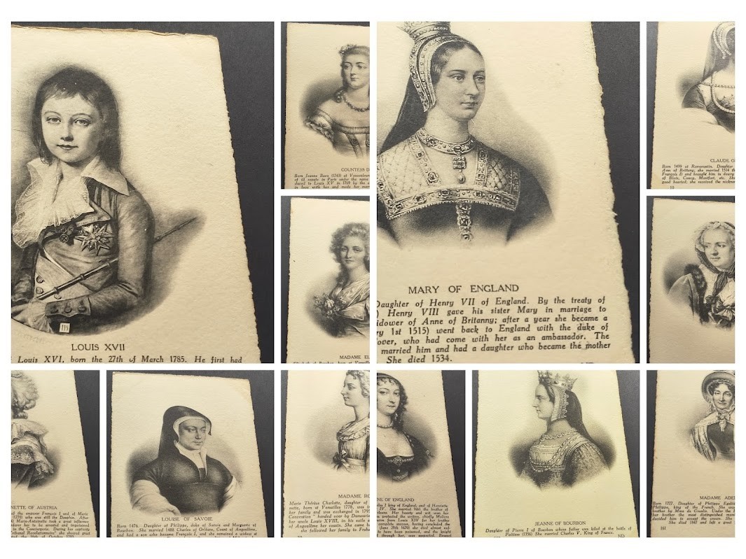 12 Prominent Royals vintage French historical portrait postcards 1920-1932