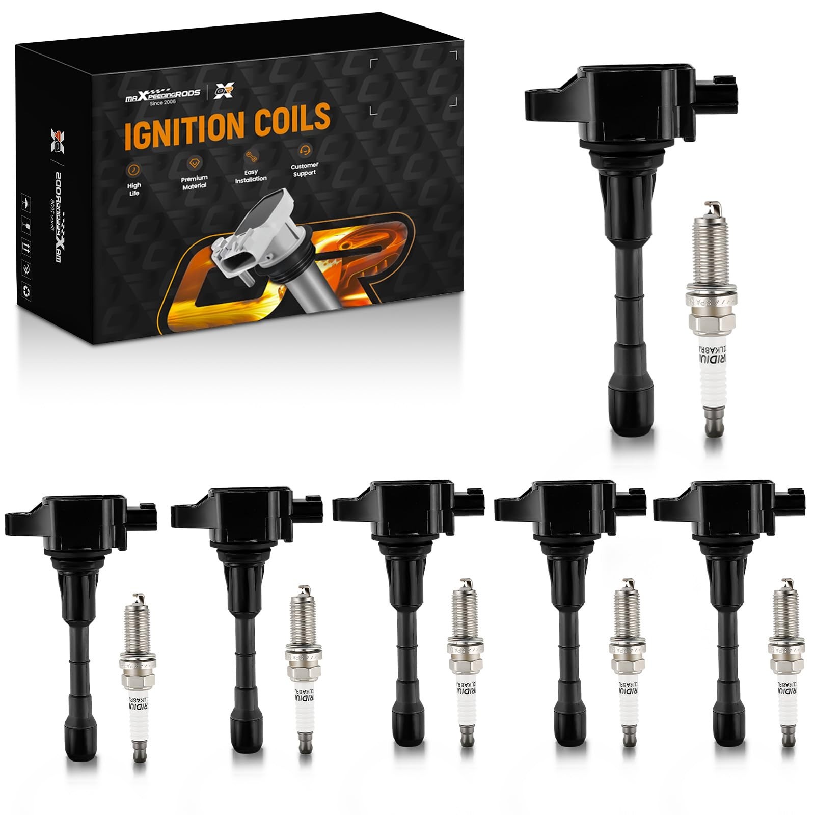 6Pk UF617 Ignition Coil & Spark Plug Set for 08-13 Infiniti G37, 09-20 370z