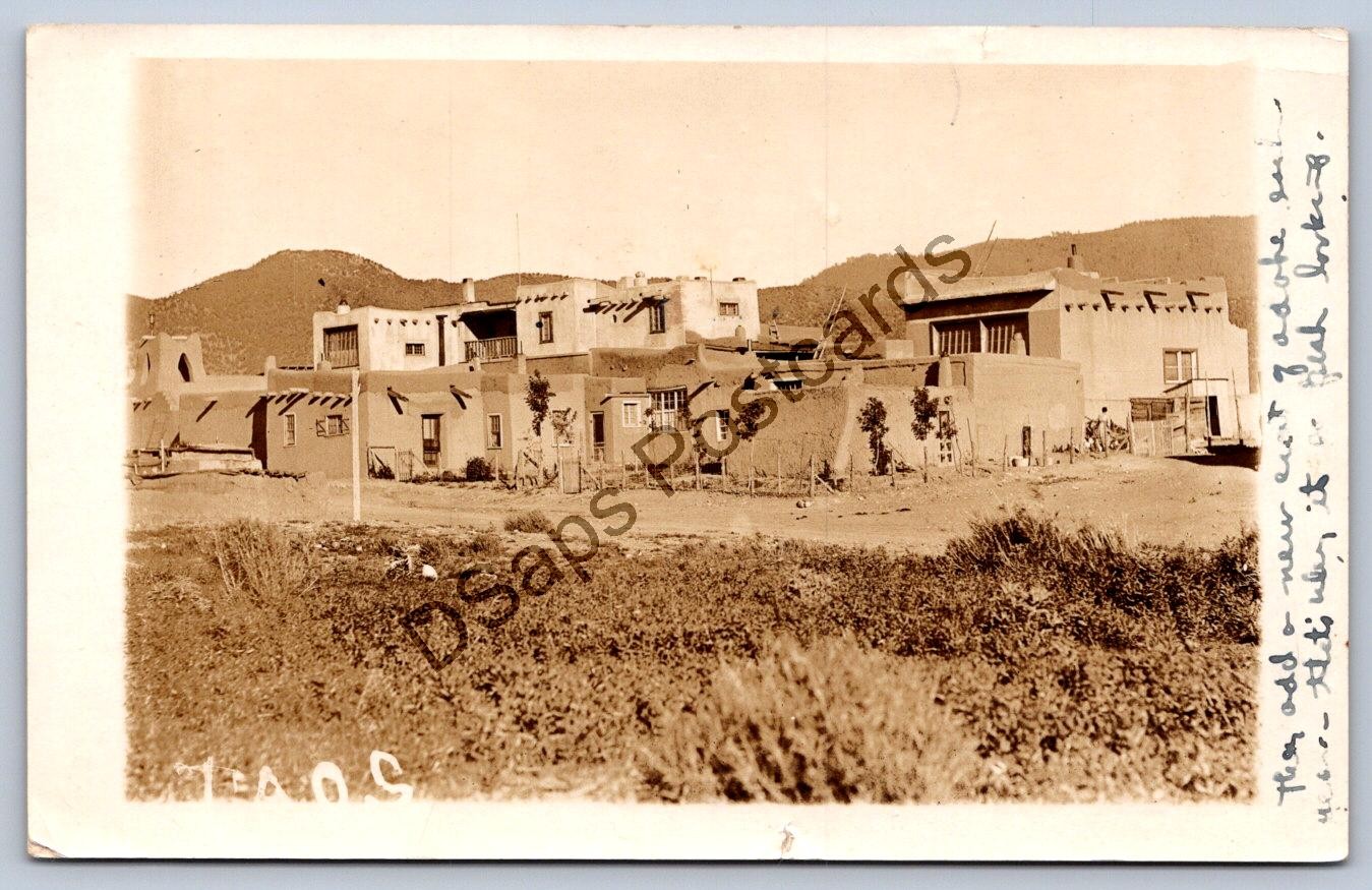 K65/ Taos New Mexico RPPC Postcard c1922 Pueblo Native American Indian Home 421