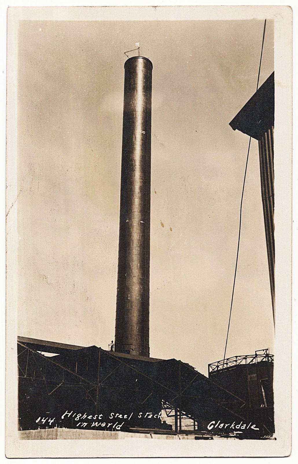 real photo Clarkdale AZ - Highest Stack In The World smelter mining antique RPPC