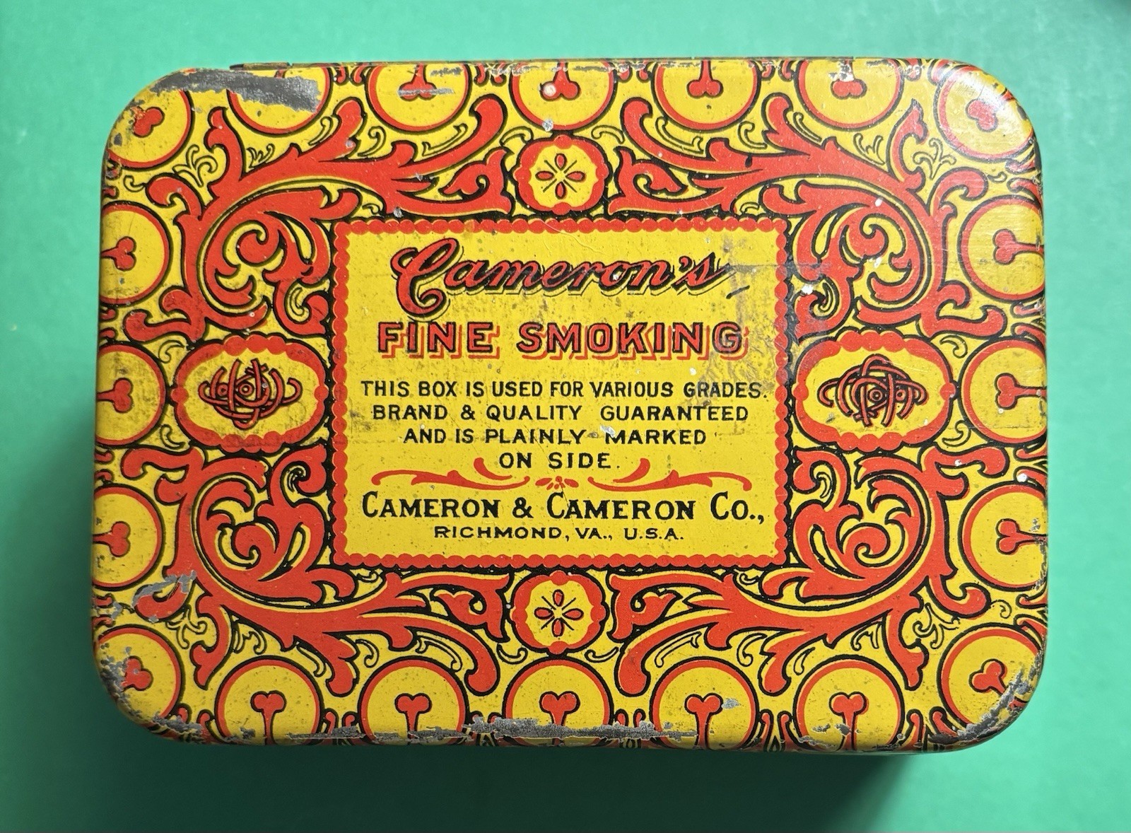 Vintage Cameron\'s Fine Smoking Best Grade Tobacco Tin 1900\'s Great Condition