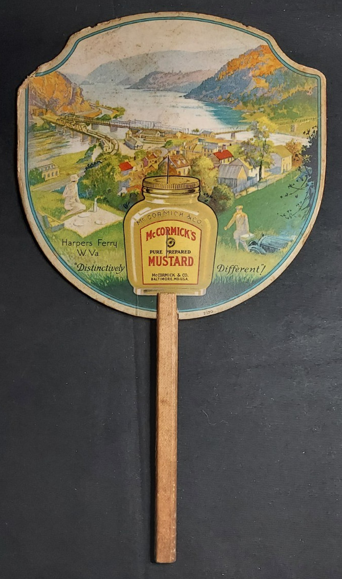 Old Advertising Premium Fan McCormick Mustard Harper's Ferry WV Baltimore Fondue