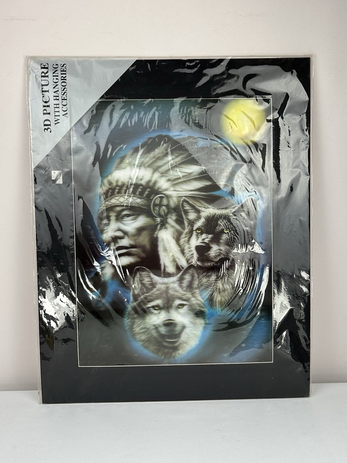 New 3D Picture Vintage Wolf Husky Indian American Legends w/ Hanging Accessories