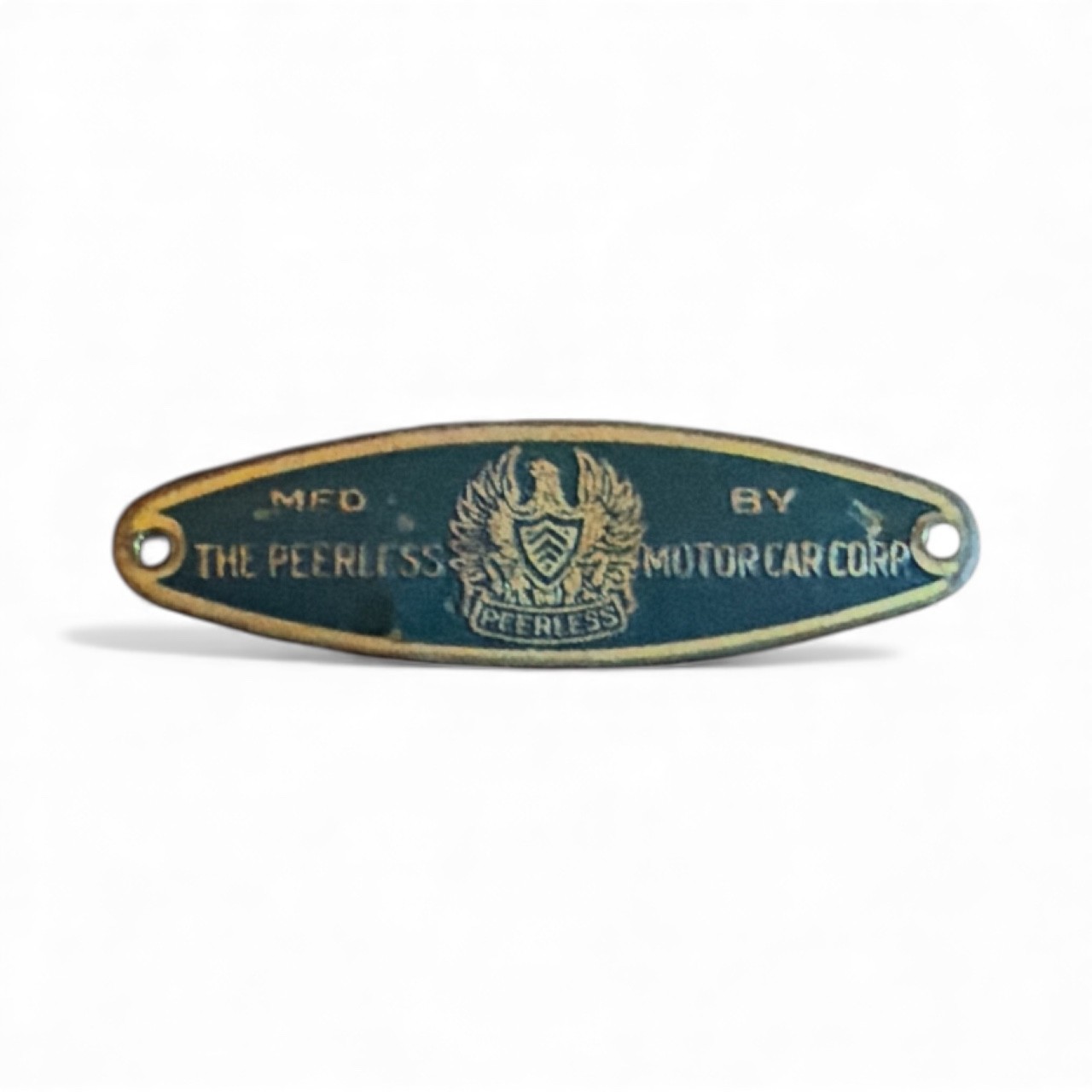 Peerless Body Tag Emblem Circa 1924-1929 Football Shape   1-7/8