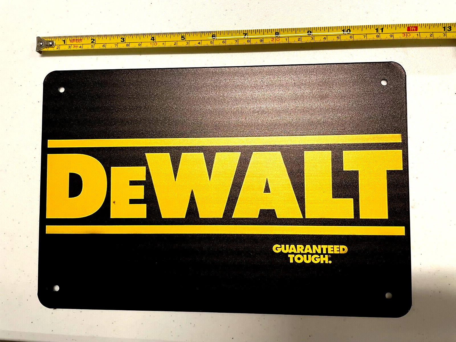 DeWalt Tin Sign Guaranteed Tough Logo Power Tools Metal Shop Art Garage Man Cave