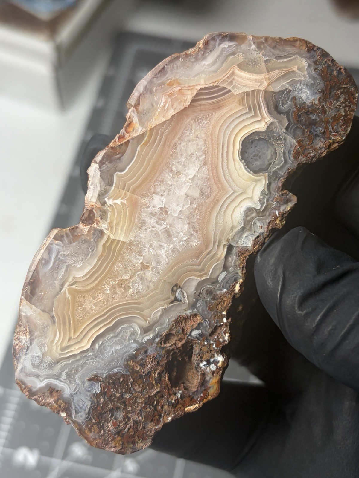 Picacho Agate Peach Banding Quartz Mexico Laguna