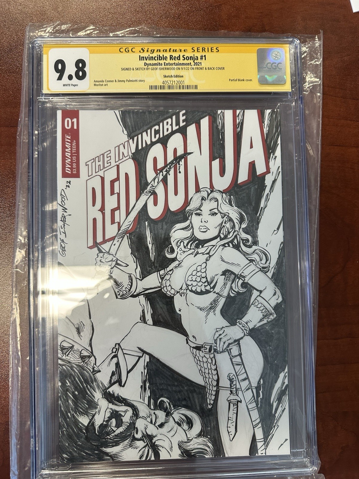Invincible Red Sonja #1  CGC 9.8 SS  Original Sketch Custom Art by Geof Sherwood