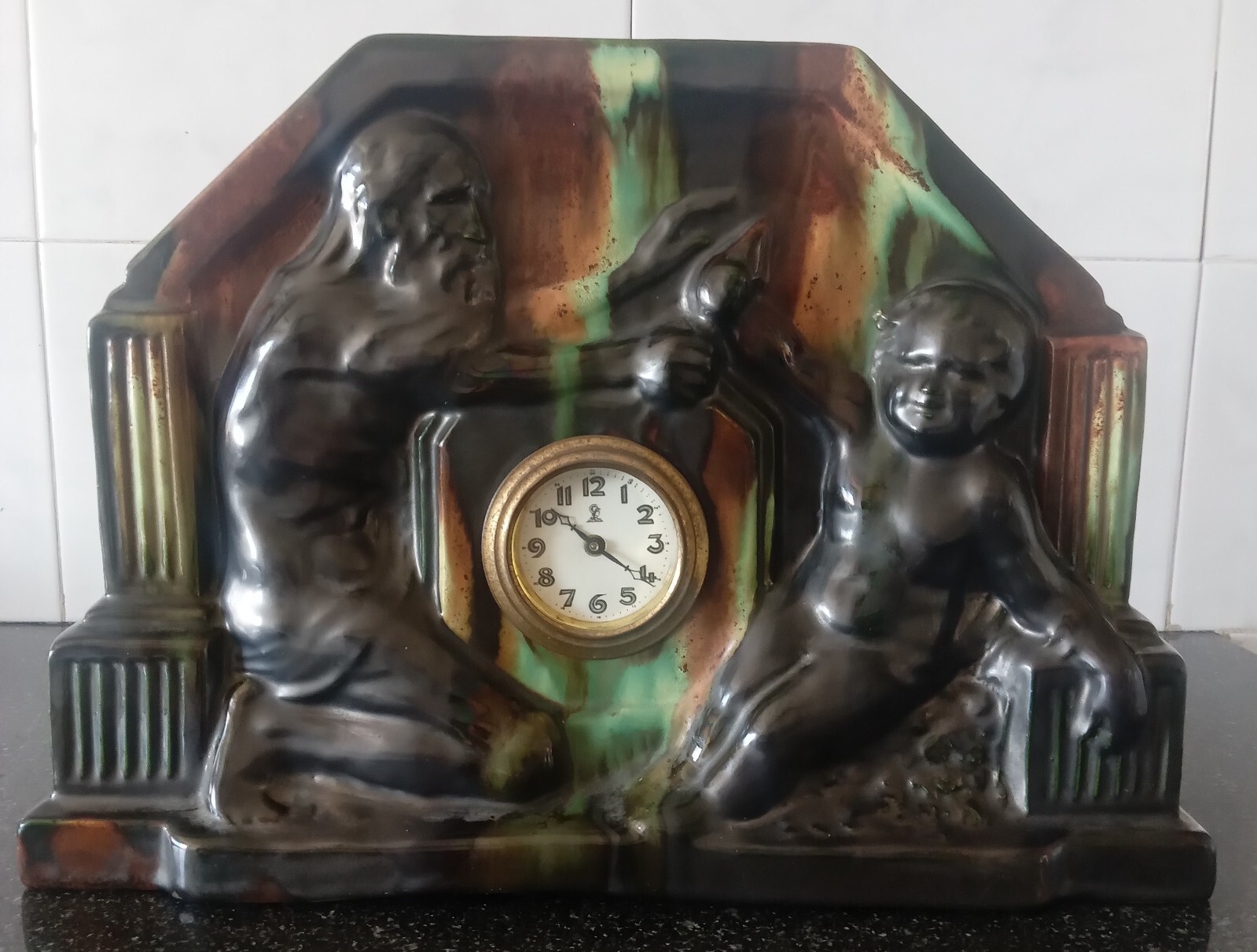 EMILE BRUCHON  SIGNED BINDING OF ISAAC JUDAICA CLOCK MINERVA CERAMIC  WORKING