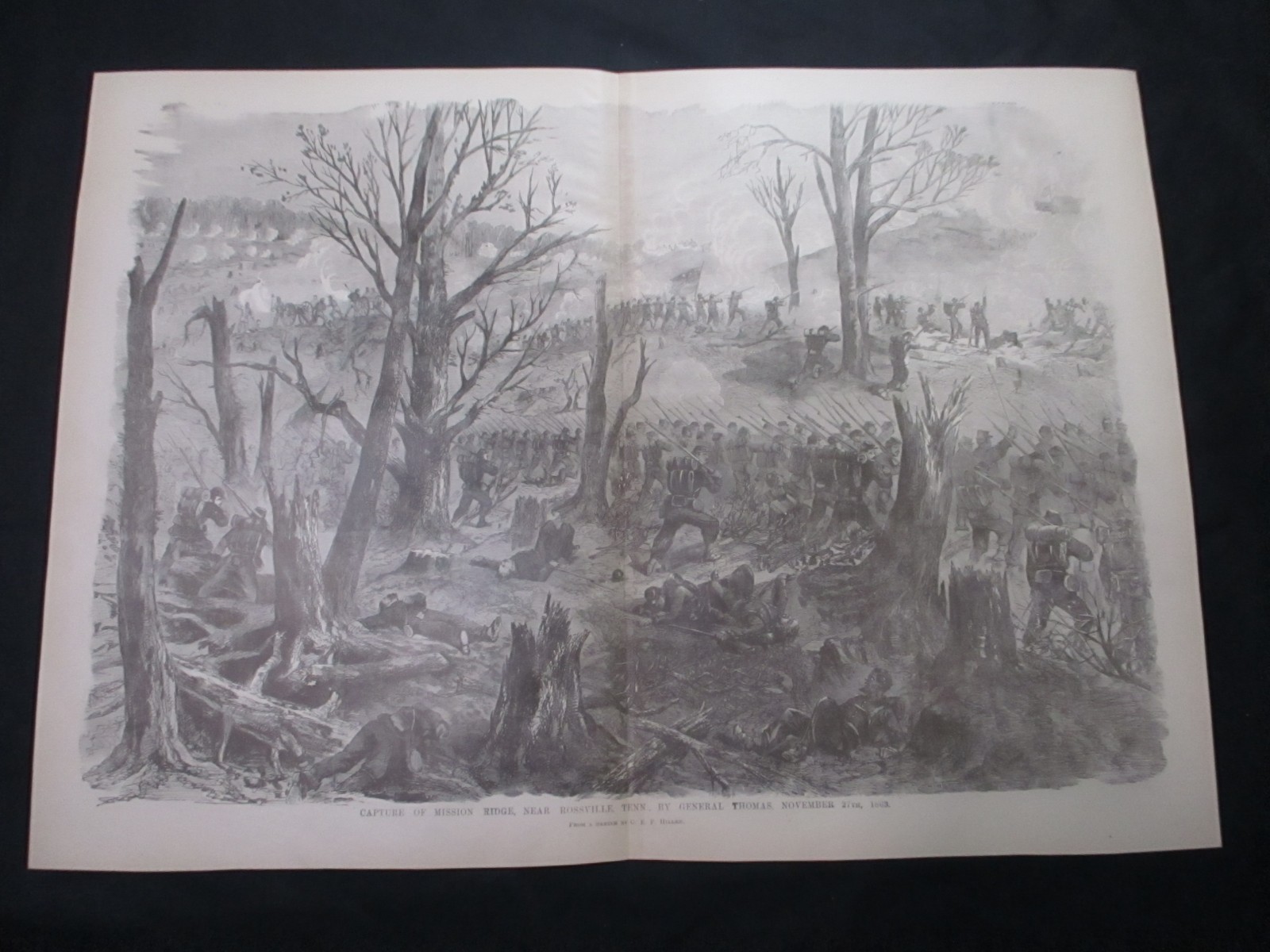 1885 Civil War Print - Capture of Missionary Ridge, Chattanooga, Tennessee 1863