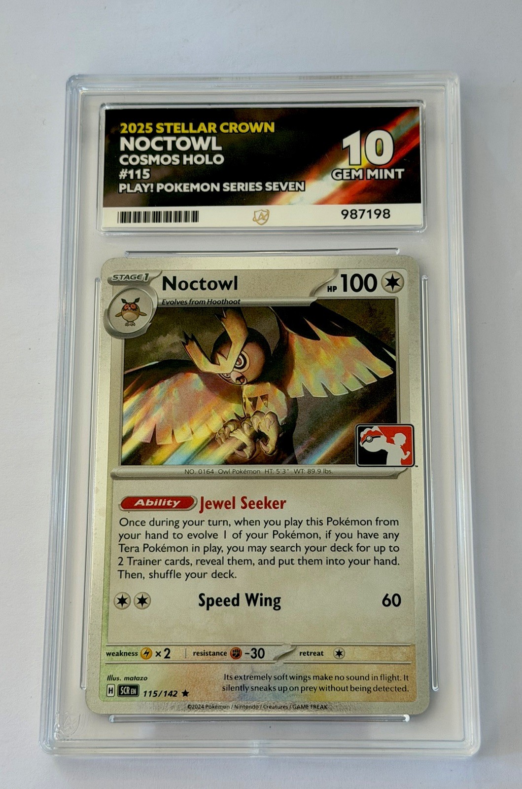 2025, Noctowl, #115, Stellar Crown, Cosmos Holo, ACE 10