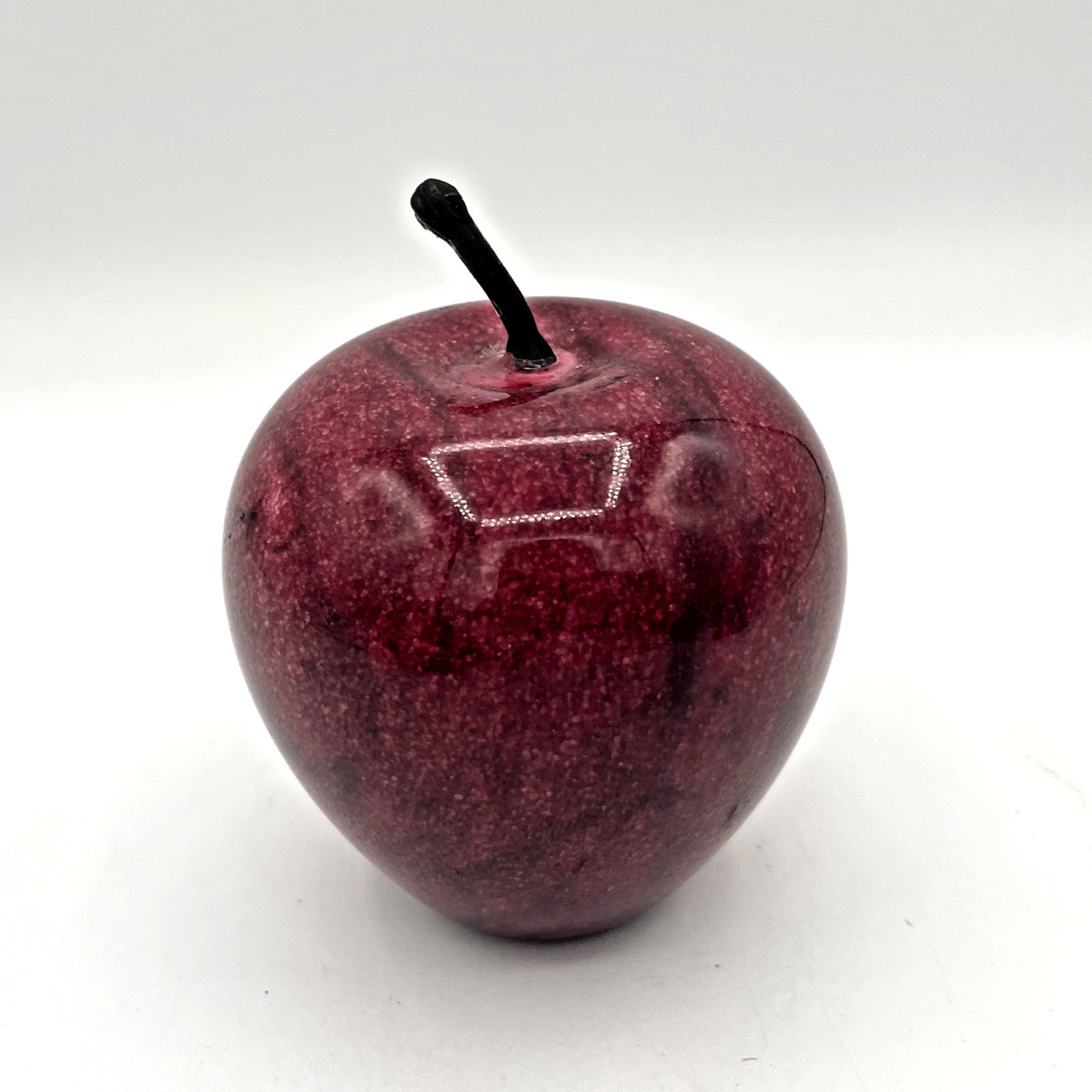 Vintage Red Apple Paperweight - Polished Marble or Granite Stone HEAVY