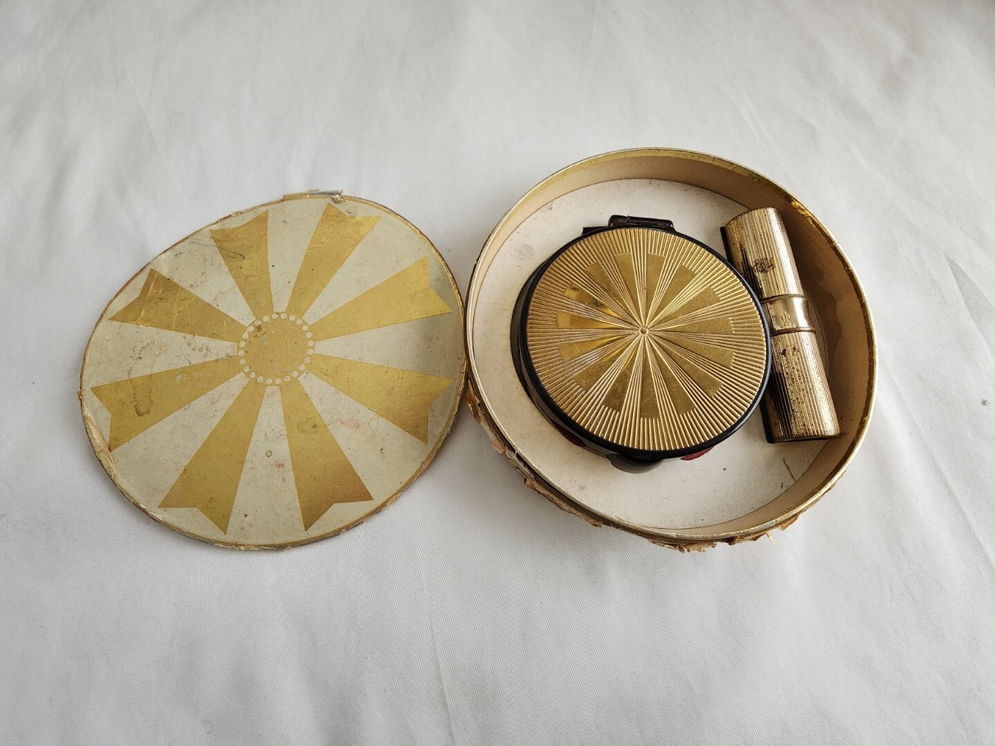 Vintage Du Barry compact Rose Beige And  lipstick set Please Read*