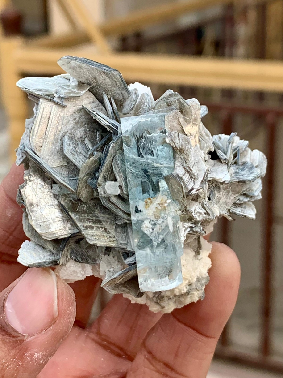 75 CT Aesthetic Aquamarine Crystals With Muscovite Combine From Nagar