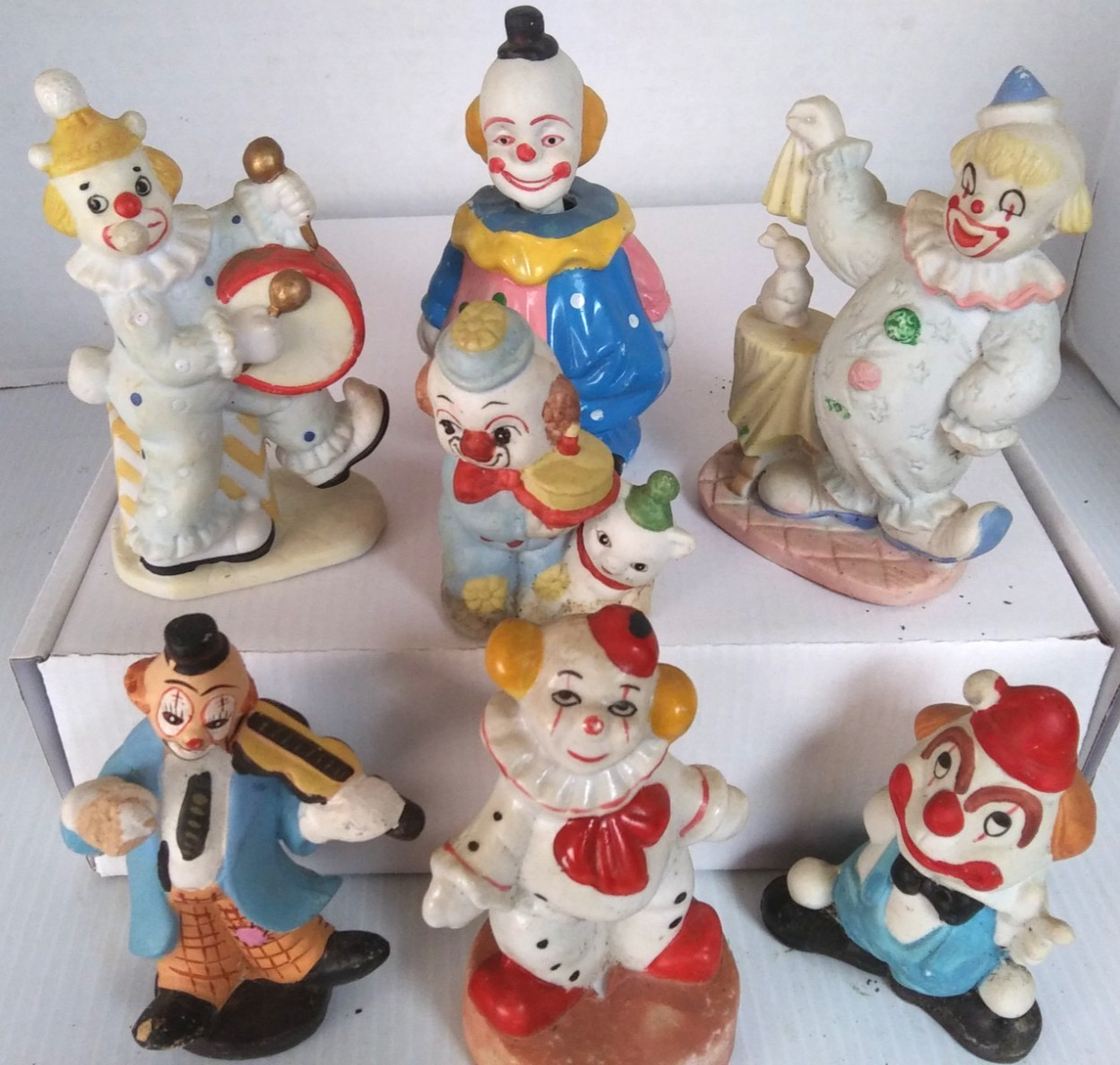 Vintage Clown Collection Lot of 7 Clown Figurines Ceramic Porcelain Circus 5\