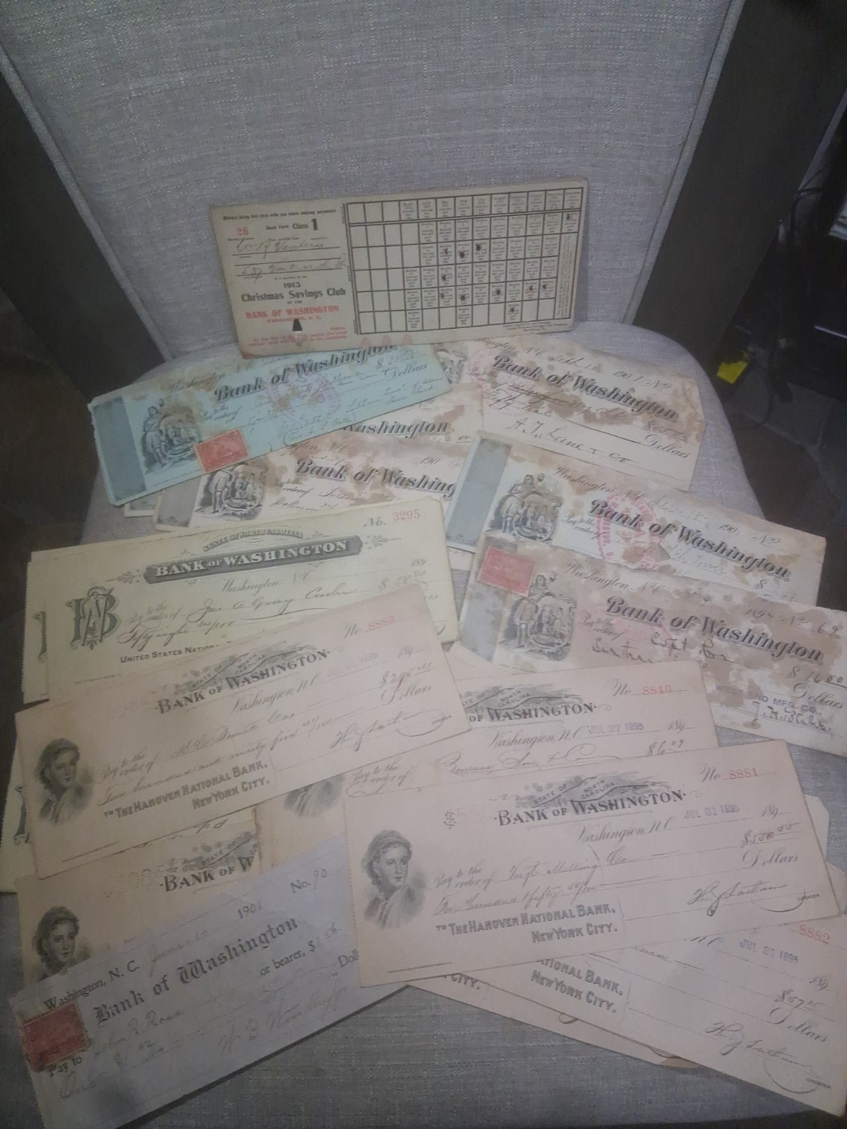 (100) x 1800’s antique/vintage Bank check Ephemera 1893 1985 Good Condition 