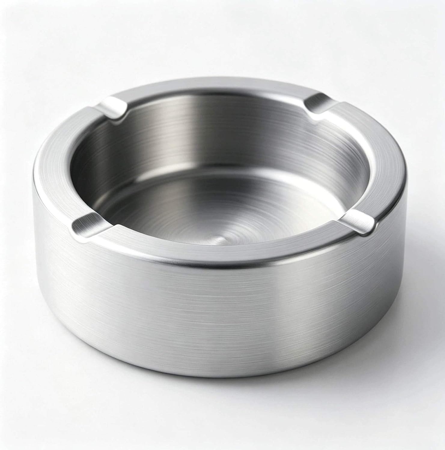 5.5 Inch Stainless Steel Ashtray, Brushed Silver