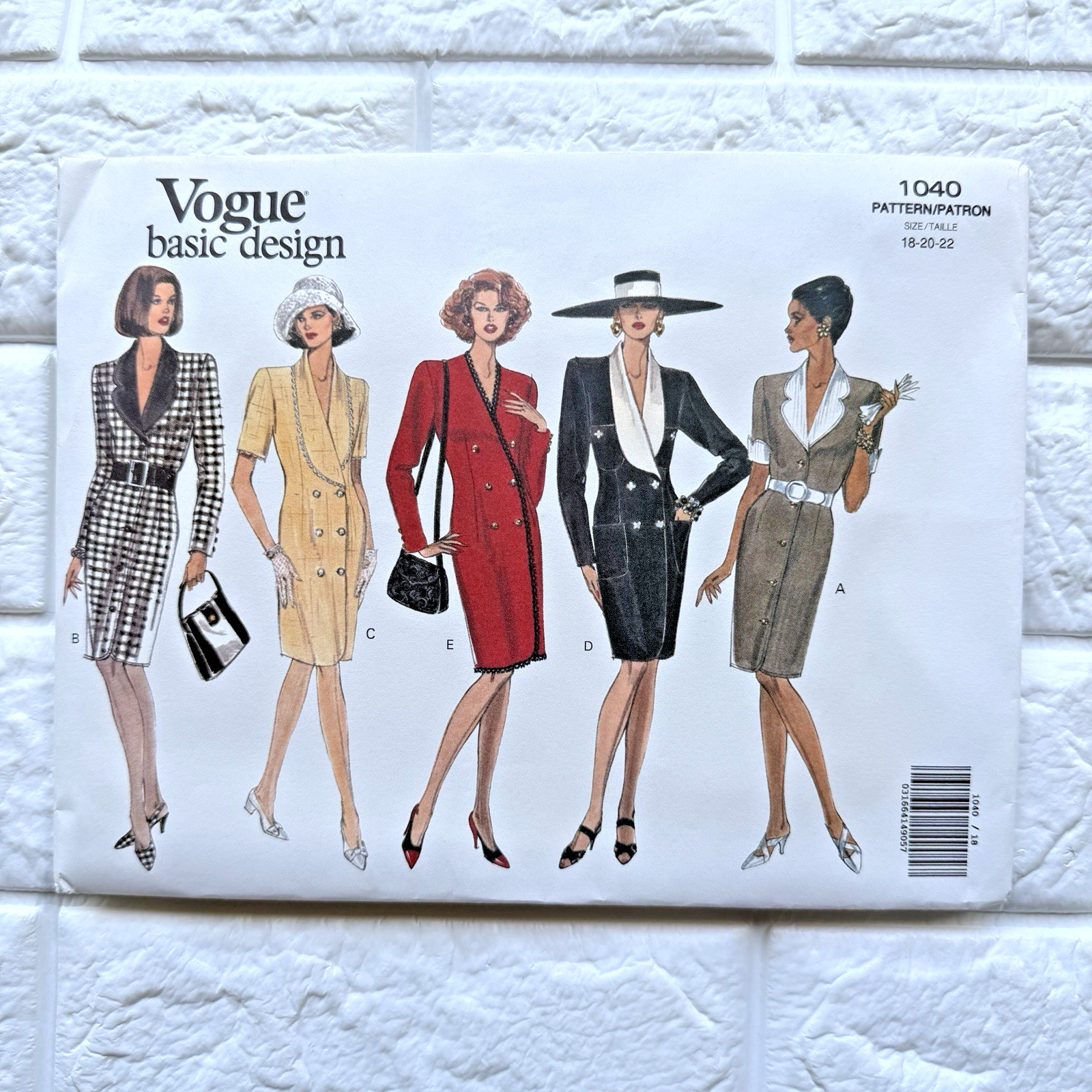Vtg NEW Vogue 1040 Pattern Misses Sz 18 20 22 Dress Power Dressing Career Uncut