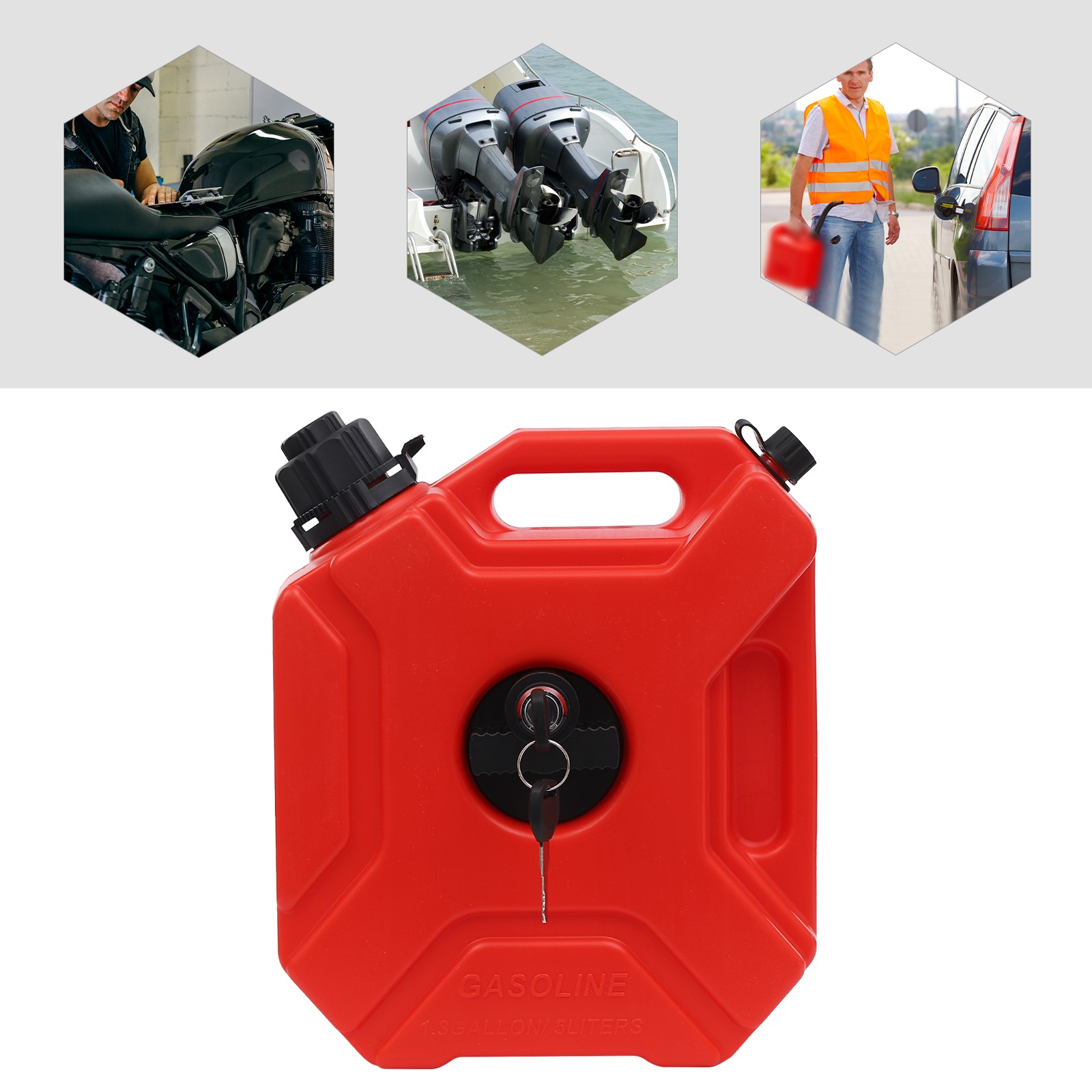Transfer Tank Storage Container Fits 5L/1.3 Gallon w/ Spout & Lockable Bracket