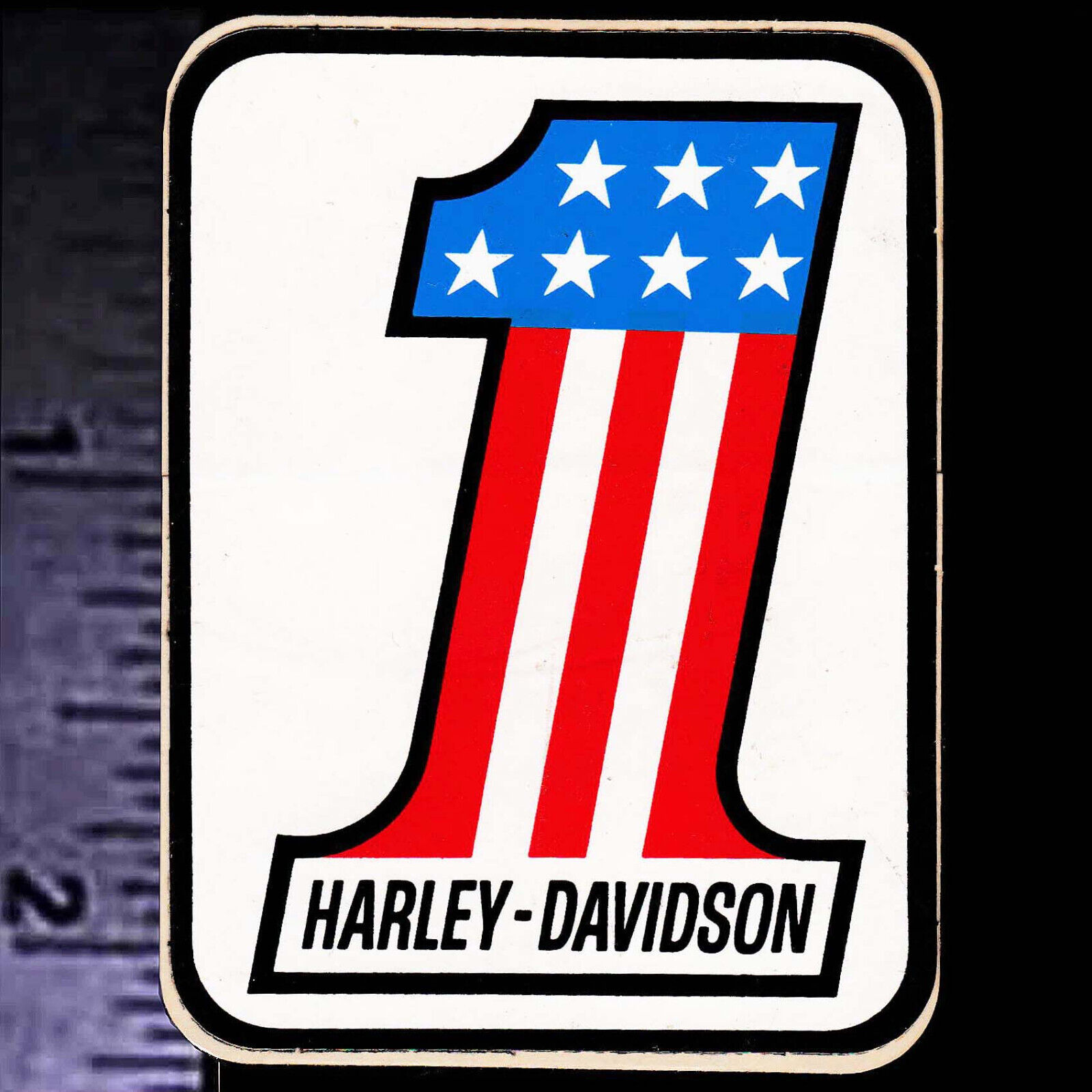HARLEY DAVIDSON # 1 - Original Vintage 1970’s Racing Motorcycle Decal/Sticker