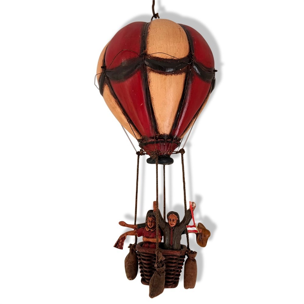 Vintage Repro Hanging Hot Air Balloon Figural Resin Sculpture Pilot 18