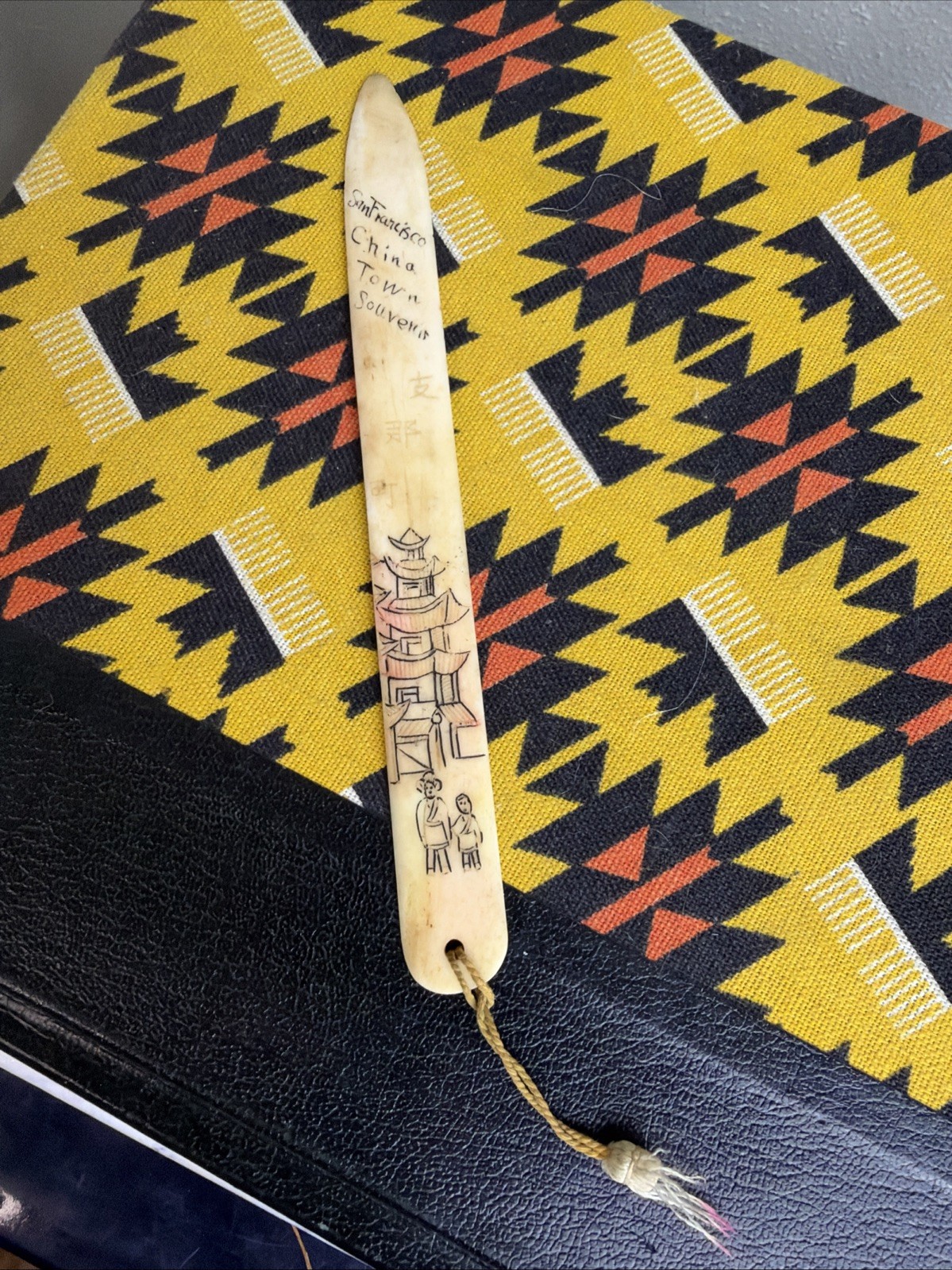 Vintage 1930s San Francisco California China Town Bone Letter Opener Souvenir